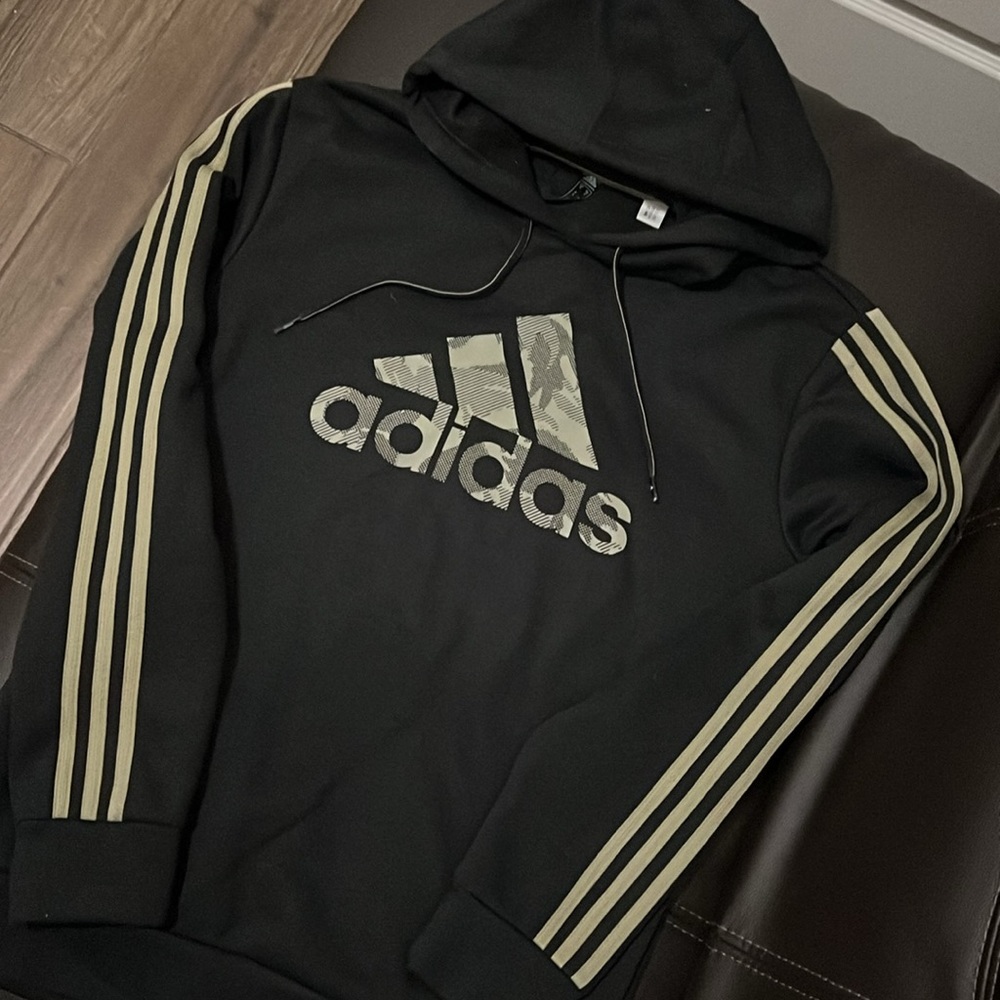Adidas Black and Gold Men's Sweater